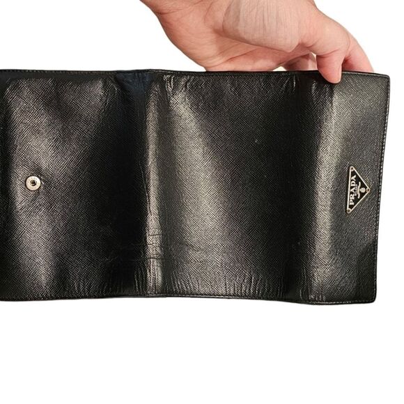 Prada Black Saffiano Leather Trifold Wallet - Picture 9 of 16